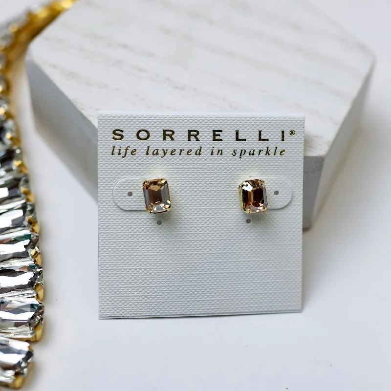 Women’s handmade earrings-Sorrelli | Mini Emerald Cut Stud Earrings in Raw Sugar