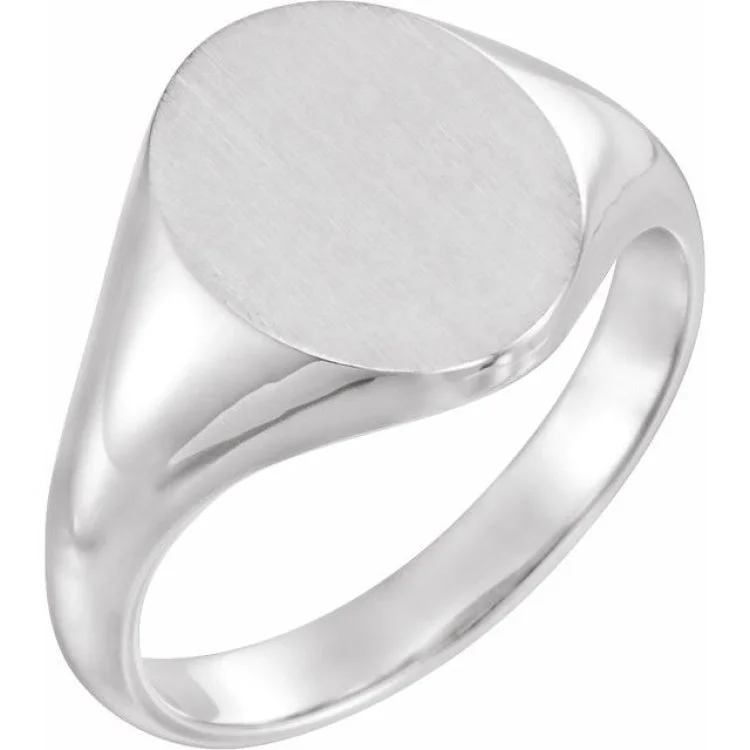 10K White Oval Signet Ring