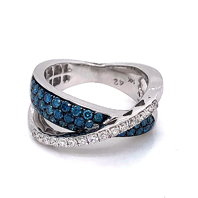 Women’s ring set-Blue Diamond Crossover Ring