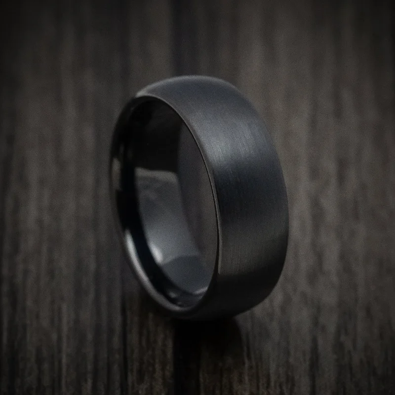 Black Tungsten Men's Ring with Satin Finish Custom Made Band