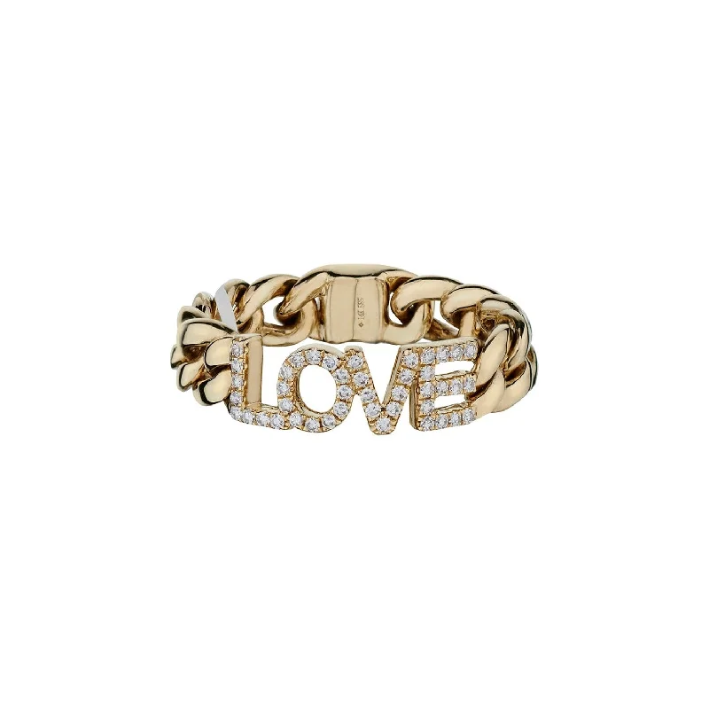 Women’s ring with initials-DIAMOND LOVE LINK RING