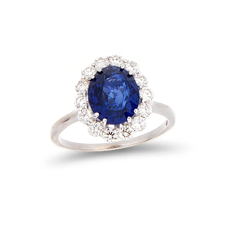 Women’s luxury rings-Sapphire Halo Ring