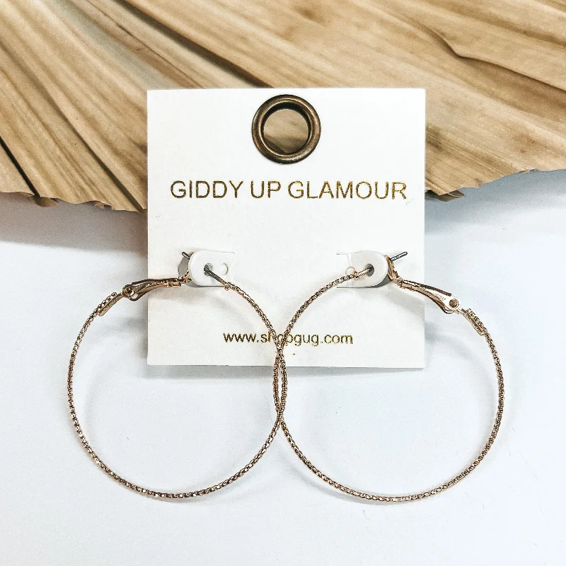 Women’s modern drop earrings-1.5 Inch Thin Wired Rope Textured Hoop Earrings in Gold