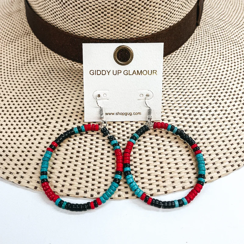 Women’s gold earrings-On the Daily Multicolored Beaded Hoop Earrings in Black