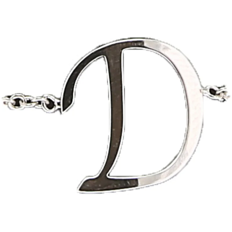 Women’s eco-friendly rings-D Adjustable Rhodium Plated Monogram Ring