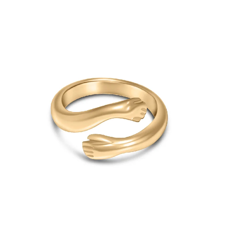 Women’s gold rings-Hugging Hands Ring