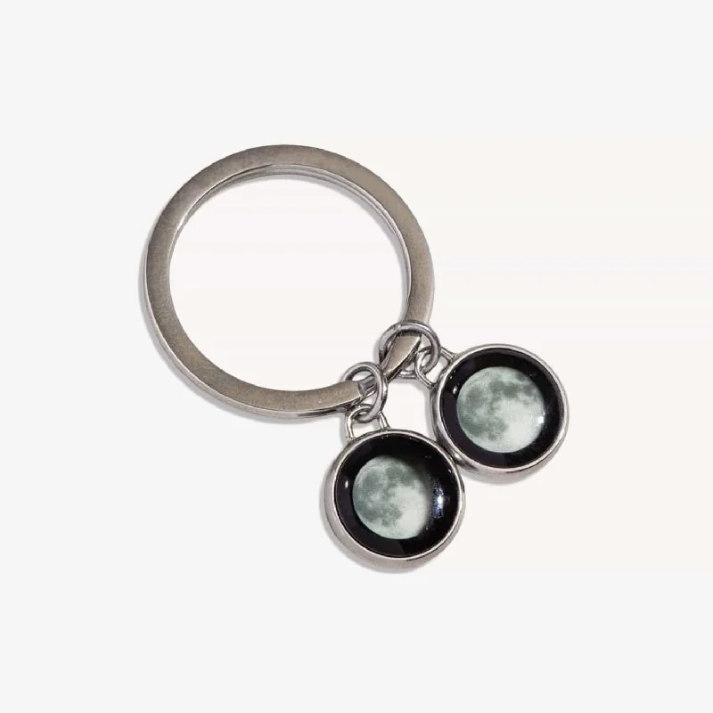 Double Moon Memory Key Ring in Stainless Steel