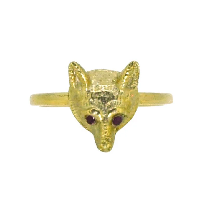 Gold Fox Head Ring