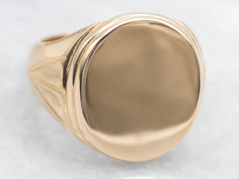 Circa 1940's Oval Top Signet Ring