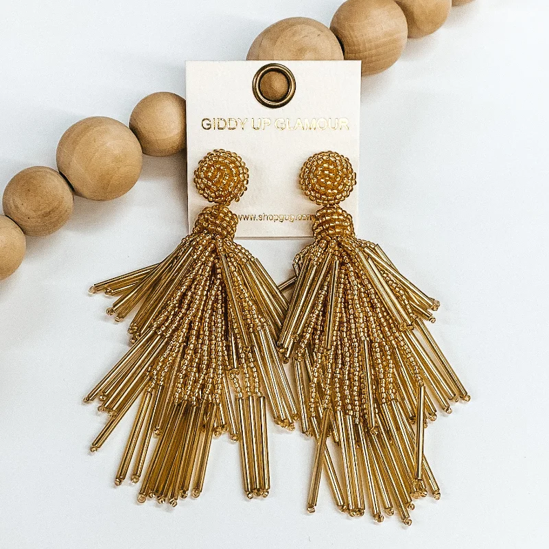 Women’s luxury pearl earrings-Tropical Days Ahead Beaded Dangle Earrings in Gold