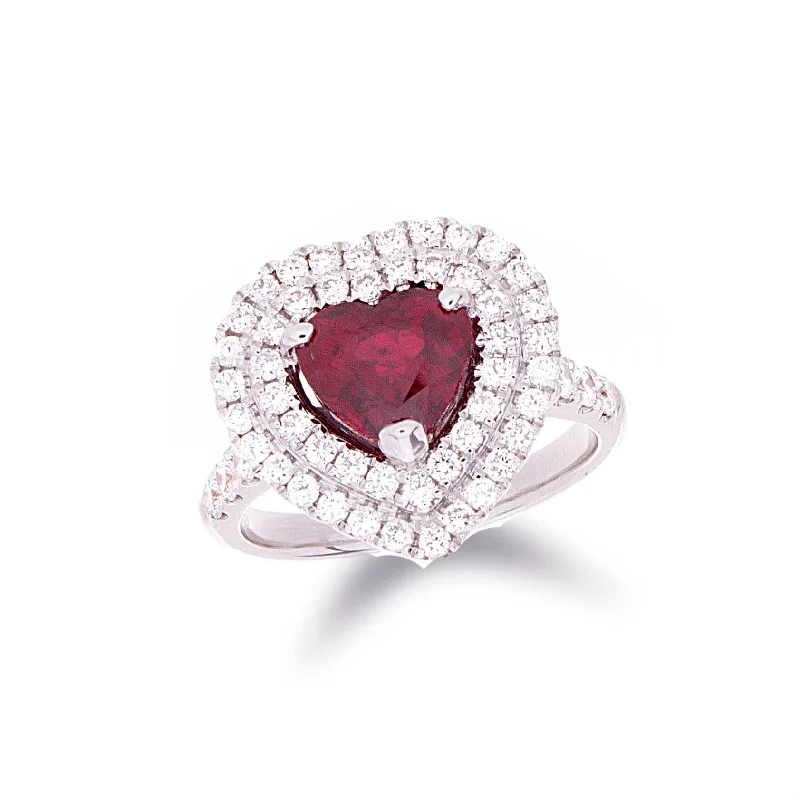 Women’s adjustable engagement rings-Heart Shape Ruby Ring