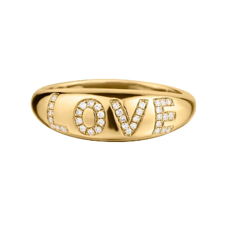 Women’s sterling silver rings-DIAMOND 'LOVE' RING