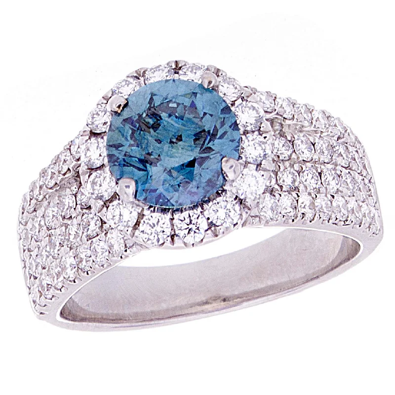 Women’s statement rings-Blue Diamond Solotaire Ring