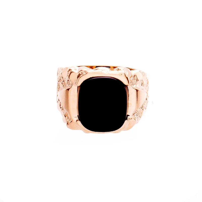 Women’s minimalist rings-Mens Nugget Ring with Onyx