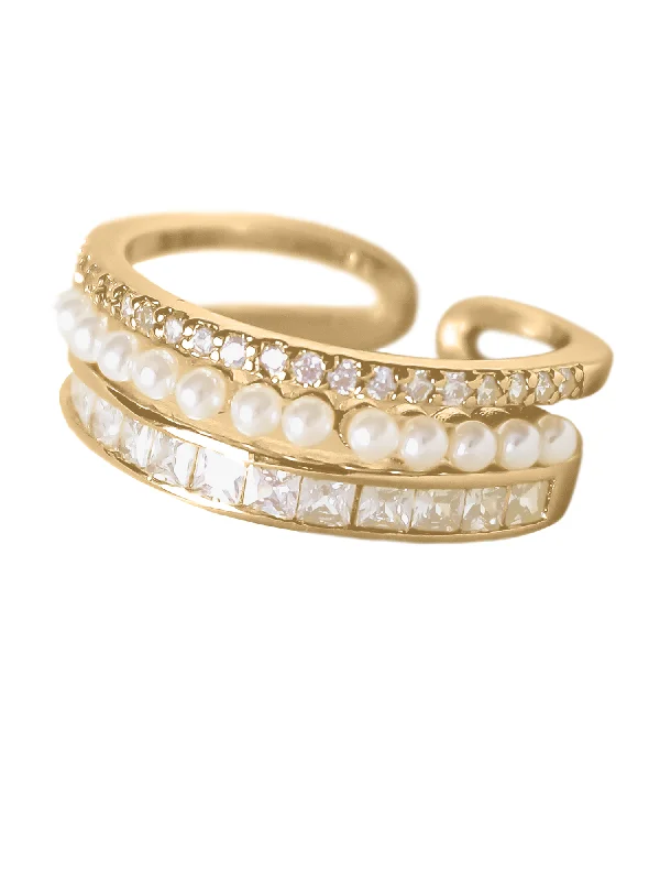 Women’s adjustable gemstone rings-Ellana Pearl Ring