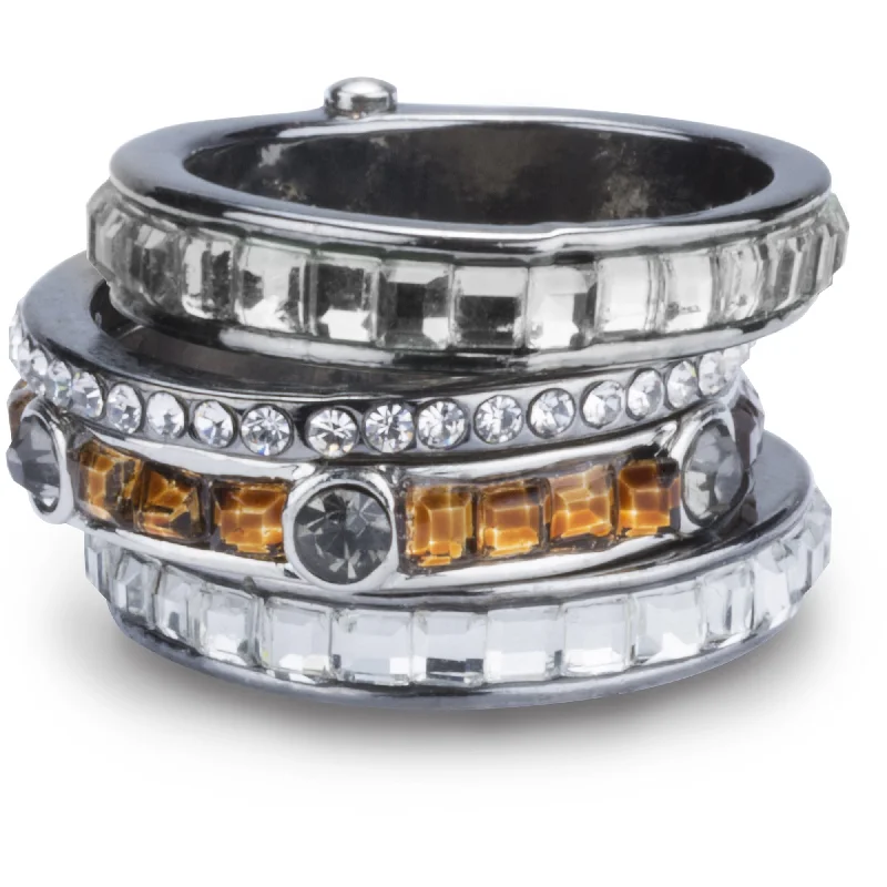 Women’s birthstone engagement rings-Earthtone Ring with Stacked Crystal Layers