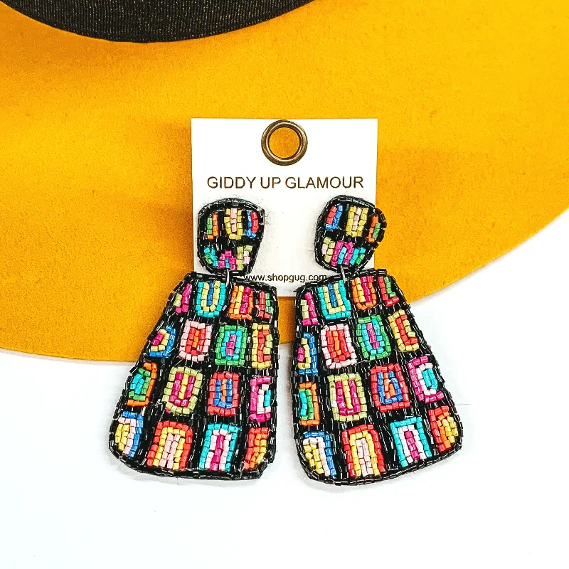 Women’s elegant earrings-Irregular Shaped Beaded Earrings in Black