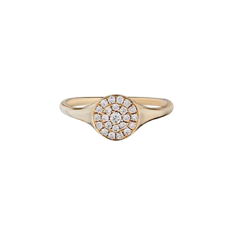 Women’s thick gold rings-DIAMOND SIGNET RING