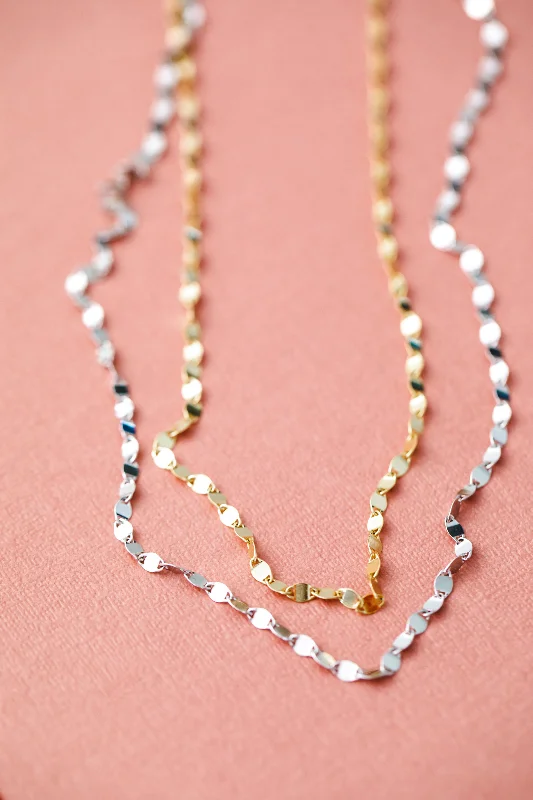 Women’s solitaire rings-pebble layering chain { gold + silver }