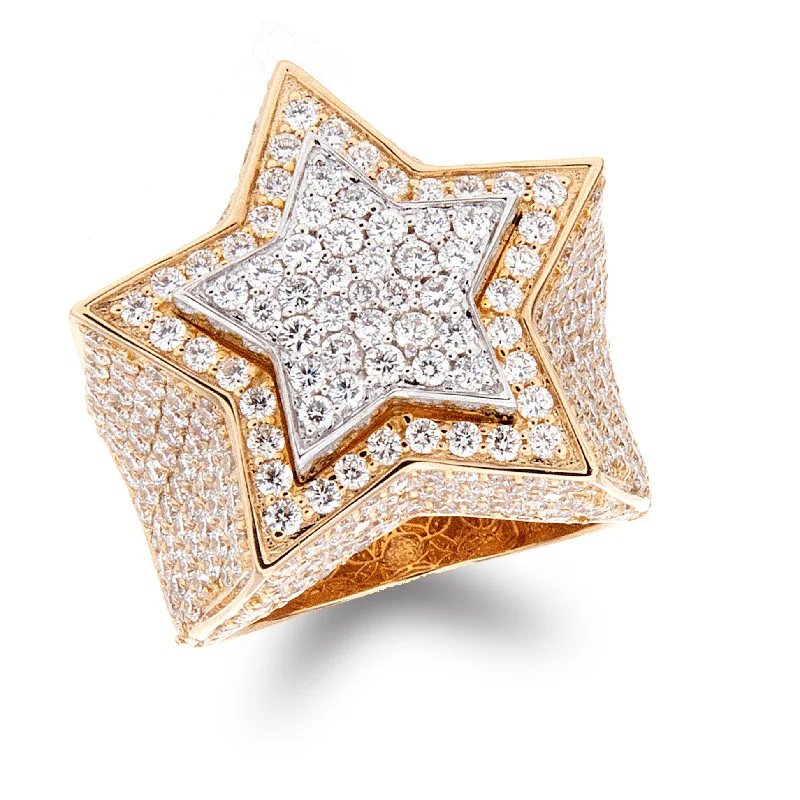 Women’s signet rings-Mens Pave Star Ring