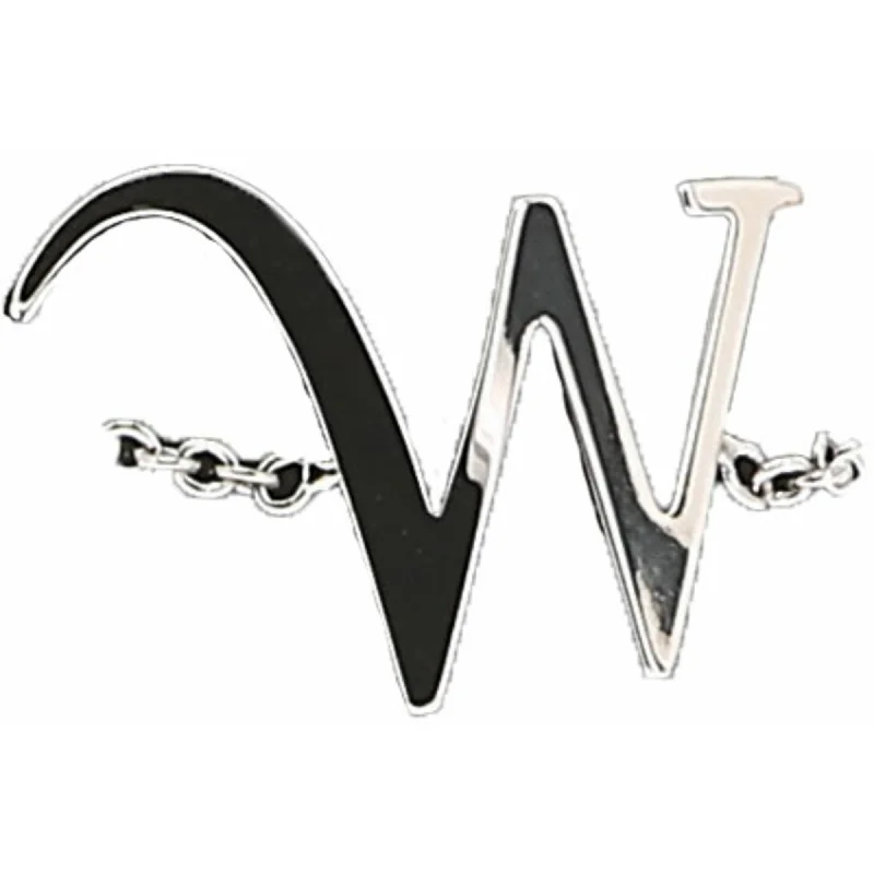 Women’s cute rings-W Adjustable Rhodium Plated Monogram Ring