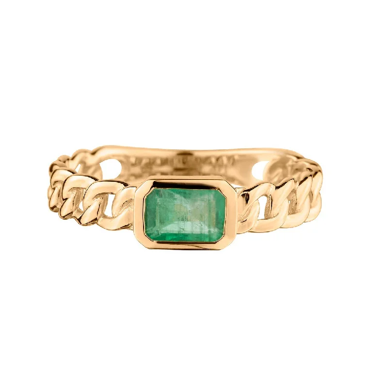 Women’s gold plated rings-EMERALD LINK RING