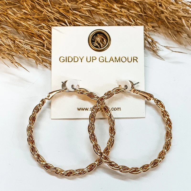 Women’s unique earrings-Twisted Hoop Earrings in Gold