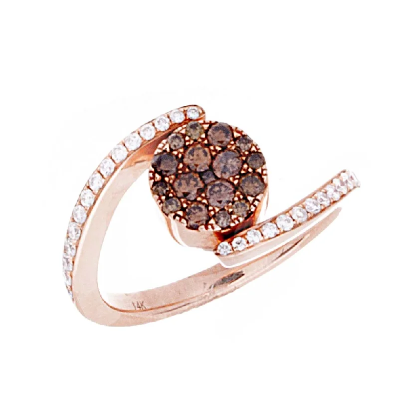 Women’s halo diamond rings-Blue and Brown Diamond Reversable Ring