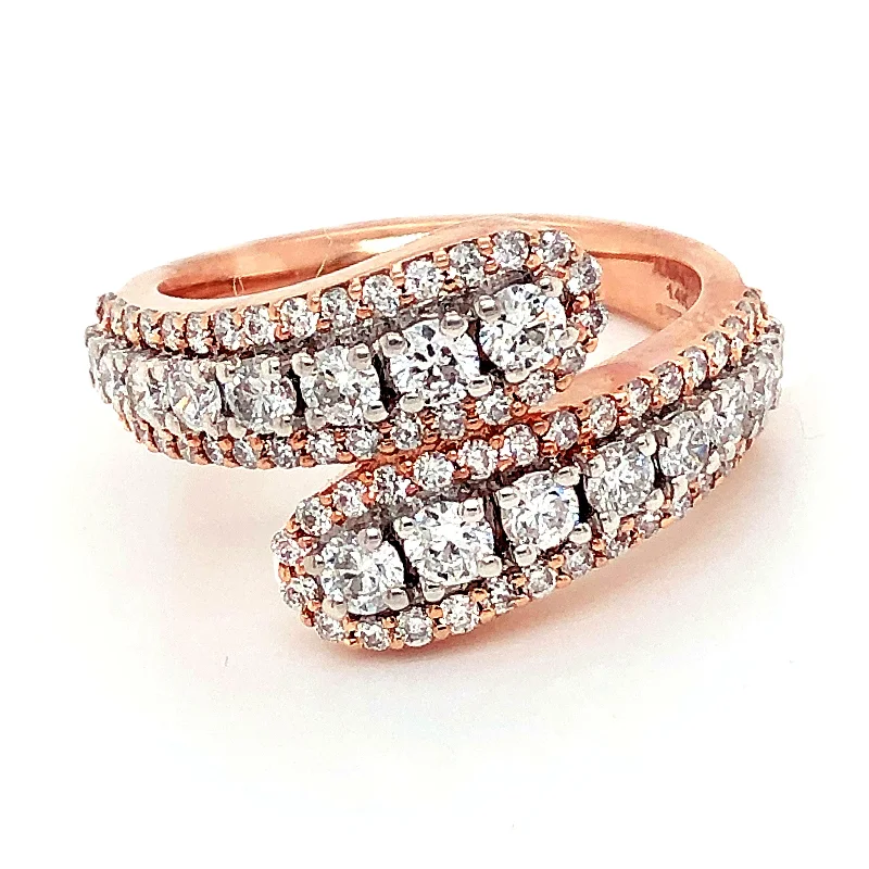 Women’s bohemian rings-Diamond Double Band Ring in Rose Gold