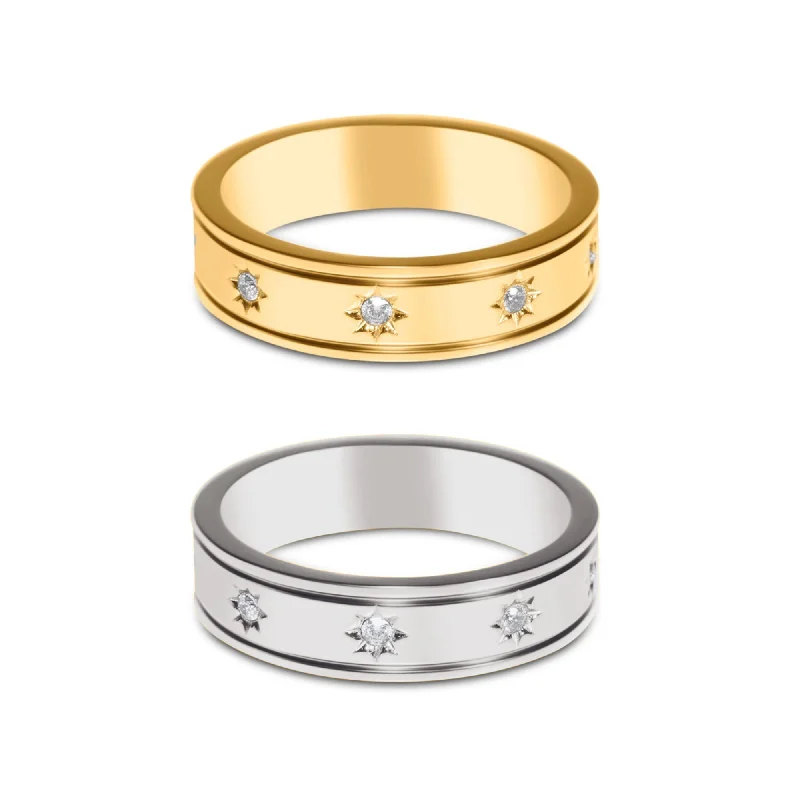 Women’s wedding bands for men and women-Stars Around Ring