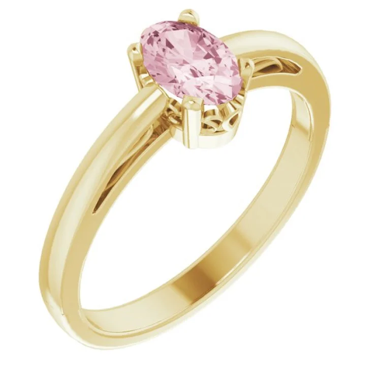 14K Yellow Natural Morganite Solitaire Ring