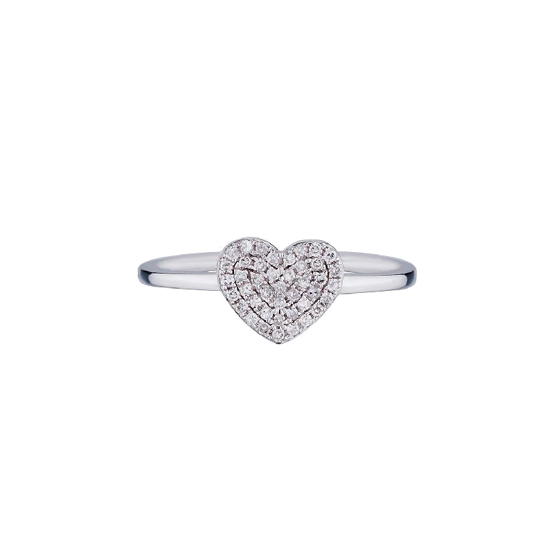 Women’s crown rings-PAVÉ DIAMOND HEART RING