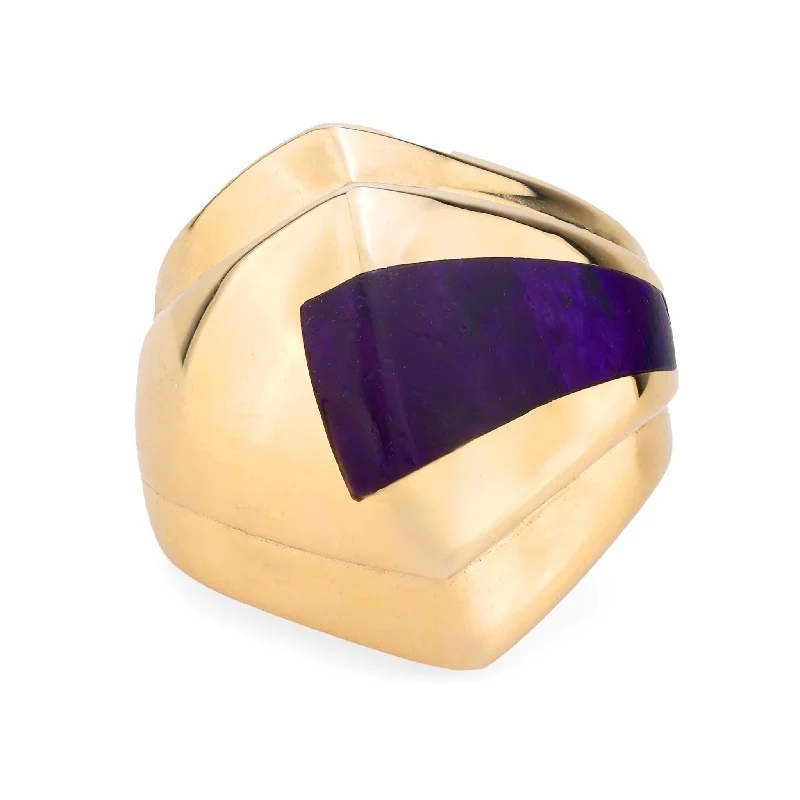 Women’s twist rings-Vintage sugilite 14k yellow gold cocktail ring