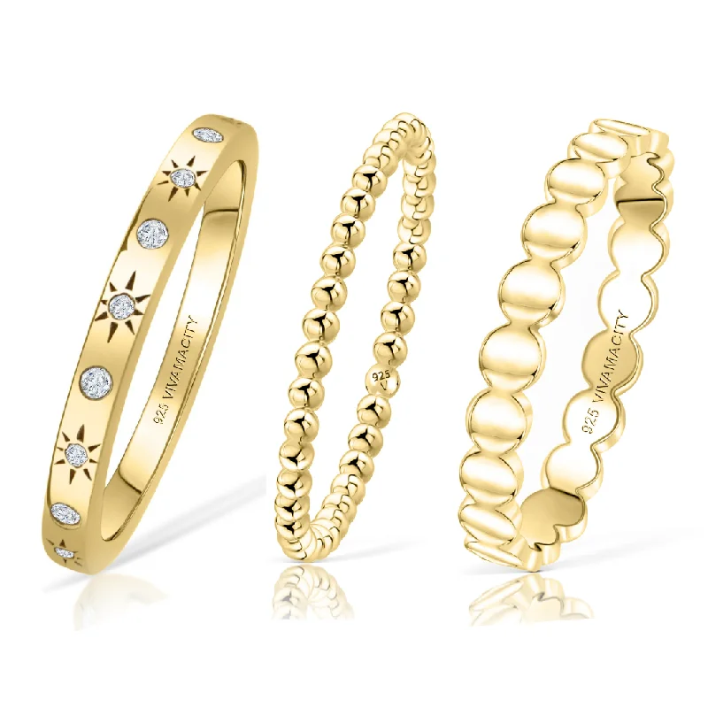 Women’s geometric rings-Celestial Ring Set