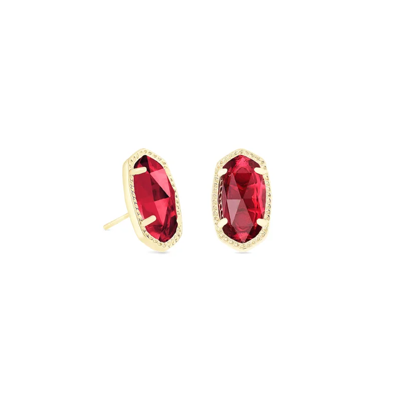 Women’s gemstone earrings-Kendra Scott | Ellie Gold Stud Earrings in Clear Berry