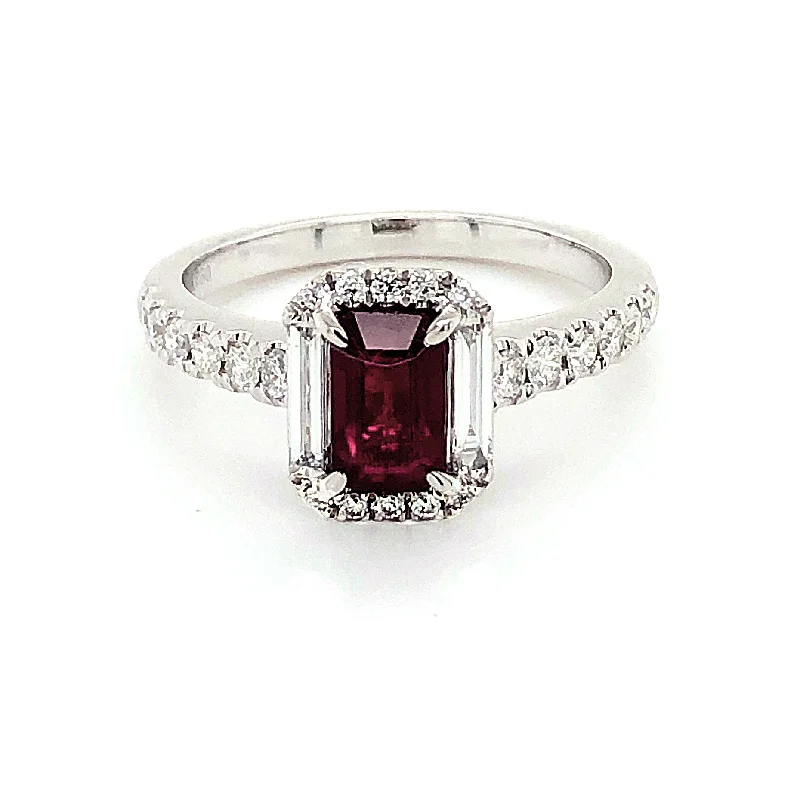 Women’s adjustable rings-Emerald Cut Ruby Ring