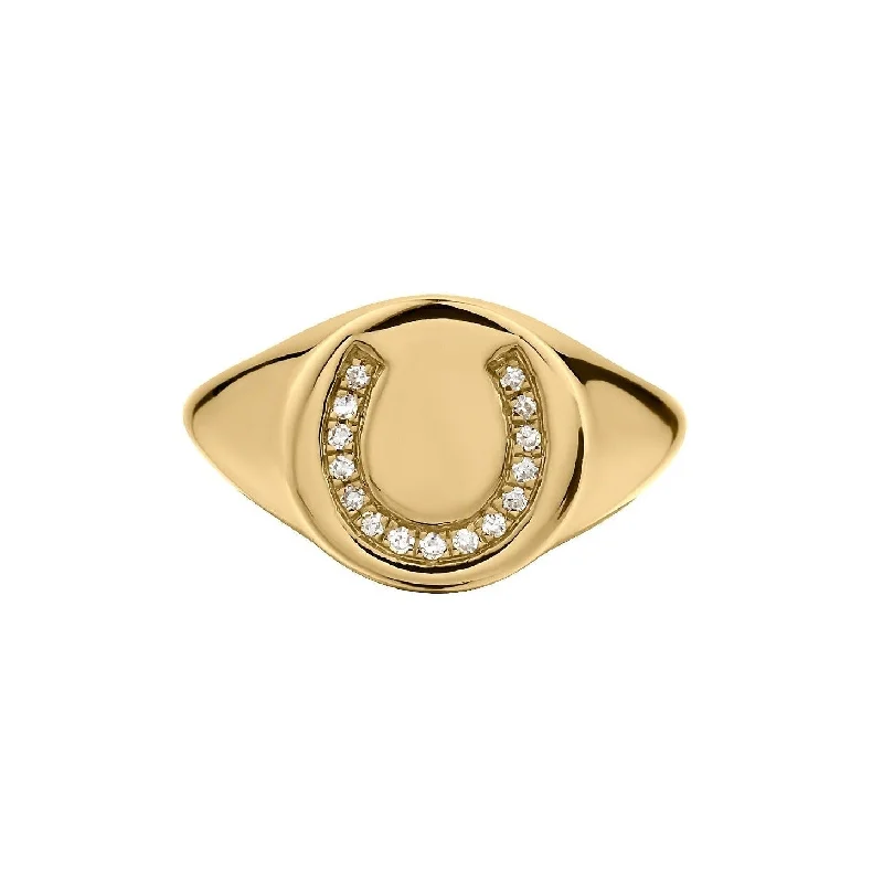 Women’s eco-friendly rings-DIAMOND HORSESHOE PINKY RING