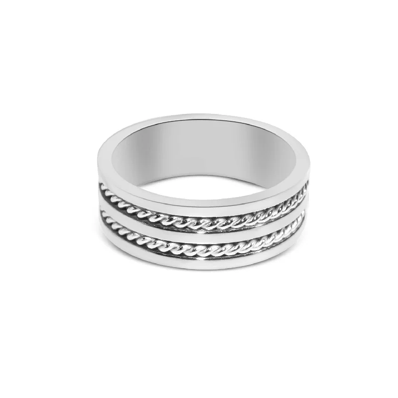 Women’s fashion rings-Silver Rope Ring