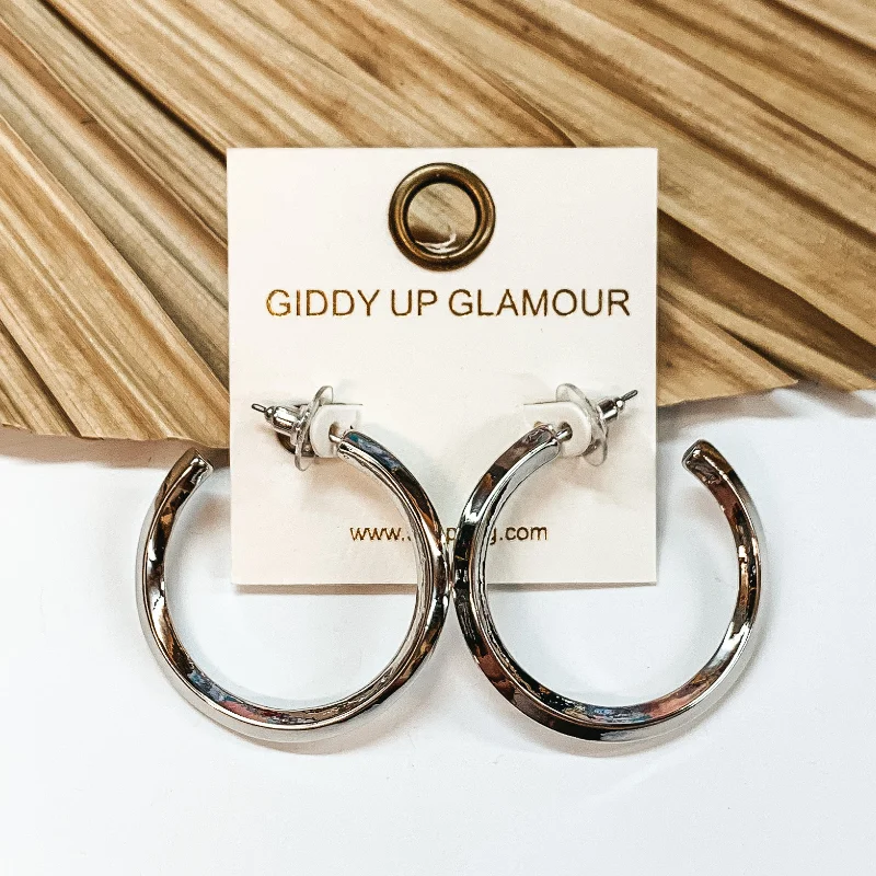 Women’s chandelier earrings-Every Effort Thick Hoops in Silver