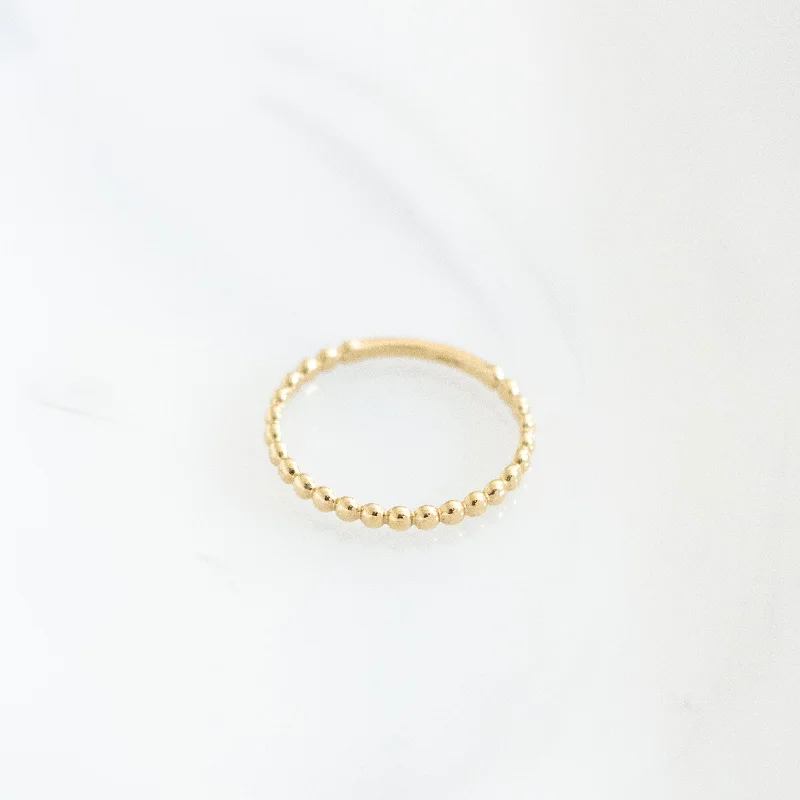 Women’s stackable wedding rings-14K Beaded Ring