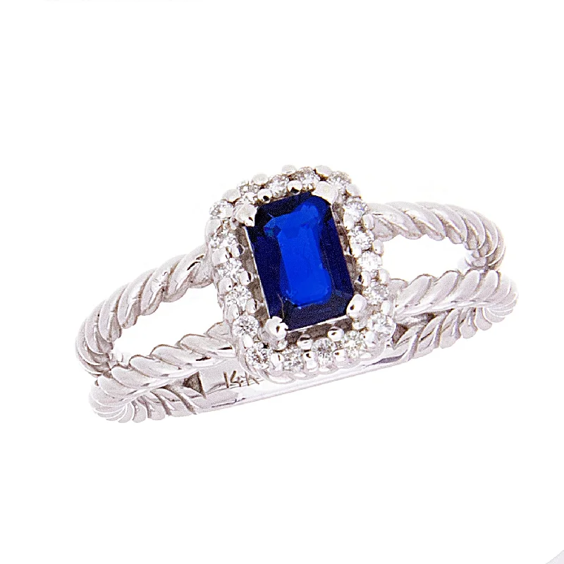 Women’s stackable wedding rings-Sapphire and Diamonds Ring