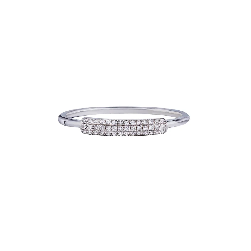 Women’s pearl engagement rings-PAVÉ DIAMOND TUBE RING