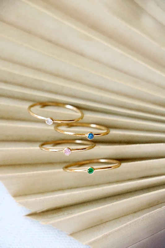 Women’s adjustable rings-stacking birthstone ring {yellow gold}