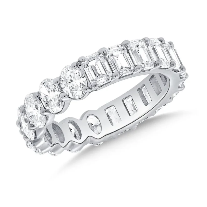 Women’s signet rings-Half/Half Oval and Emerald Cut Lab Diamond Eternity Ring