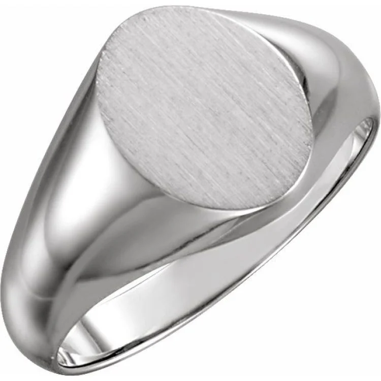 Women’s statement cocktail rings-Platinum 10x8 mm Oval Signet Ring