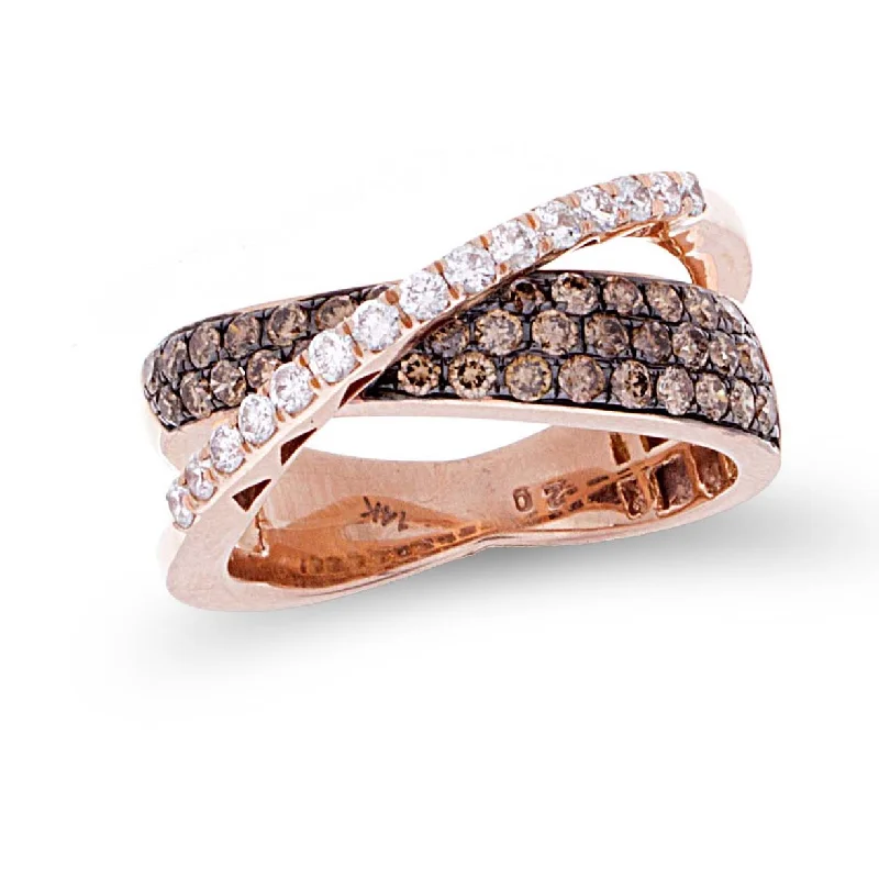 Women’s floral gemstone rings-Choco Diamond Crossover Ring