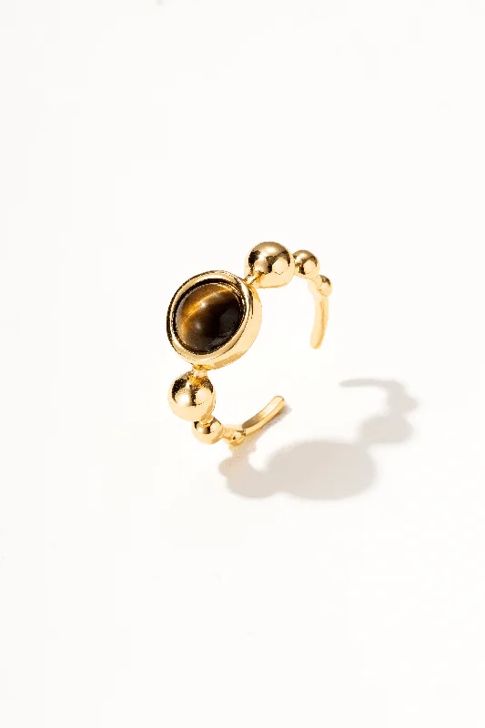 Women’s cute rings-Tiger's Eye Geometric Ring