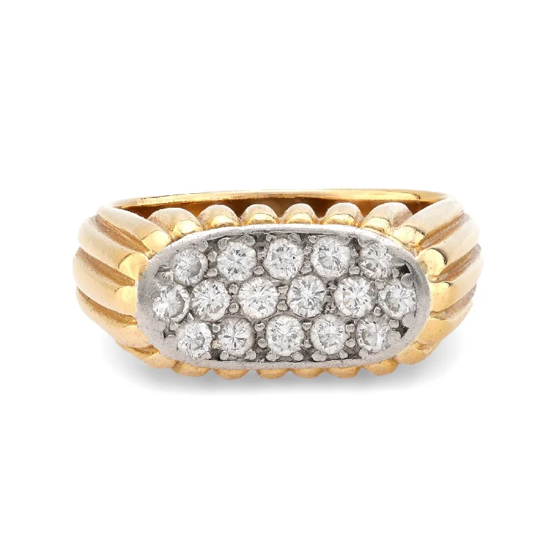 Women’s unique engagement rings-Oscar Heyman diamond 18k yellow gold ring