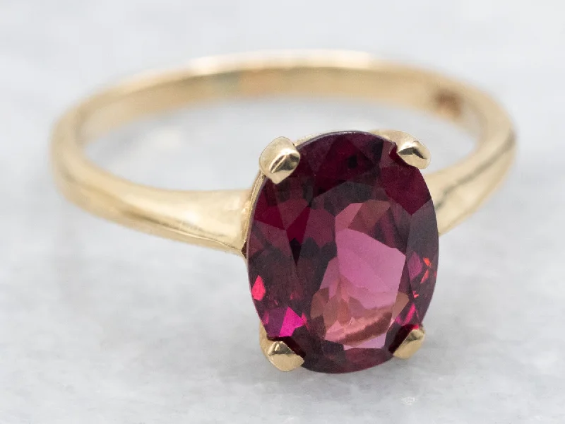 Sweet Rhodolite Garnet Solitaire Ring