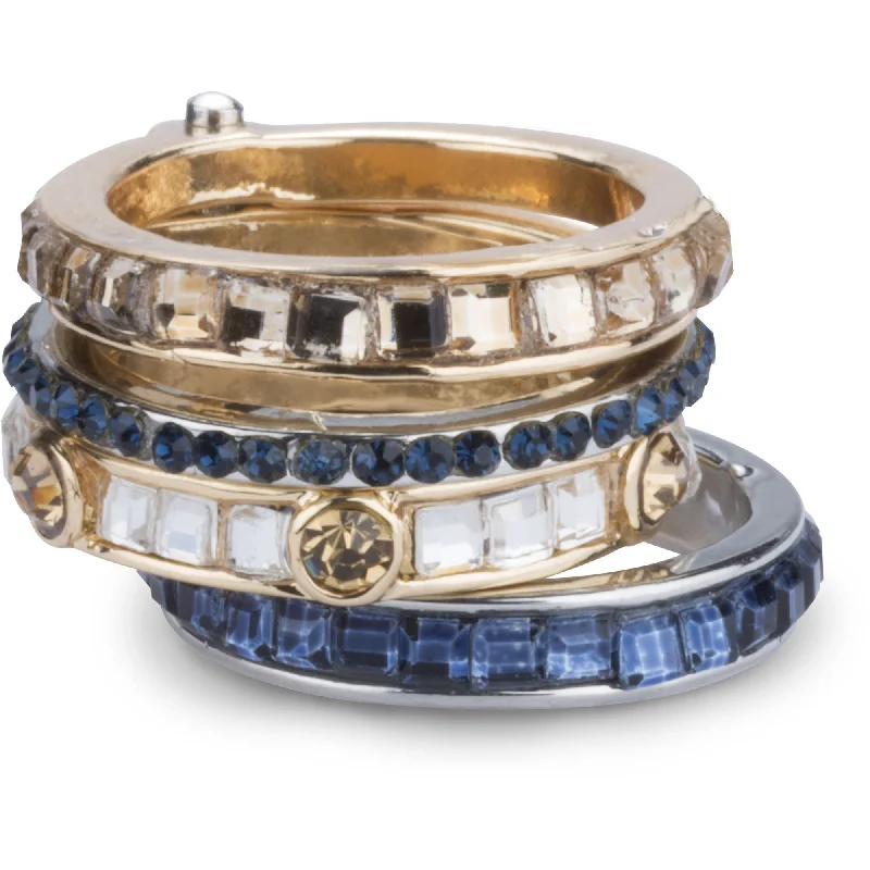 Women’s engraved rings-Coastal Ring with Stacked Crystal Layers